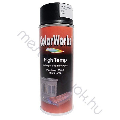 Motip Colorworks hőálló spray 800°C-ig, High Temp aerozol festék - Fekete / 0.4 liter