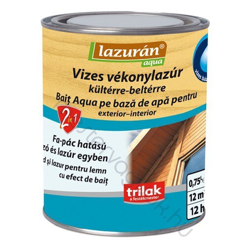 Lazurán AQUA 2in1 falazúr, alapozó és fedő kültéri es beltéri faszerkezetkere - Cseresznye / 0.75 liter