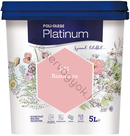Polifarbe Platinum egyrétegű beltéri színes diszperziós falfesték - B25 Bazsarózsa / 5 liter
