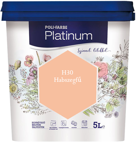 Polifarbe Platinum egyrétegű beltéri színes diszperziós falfesték - H30 Habszegfű / 5 liter