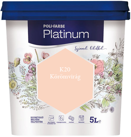Polifarbe Platinum egyrétegű beltéri színes diszperziós falfesték - K20 Körömvirág / 5 liter