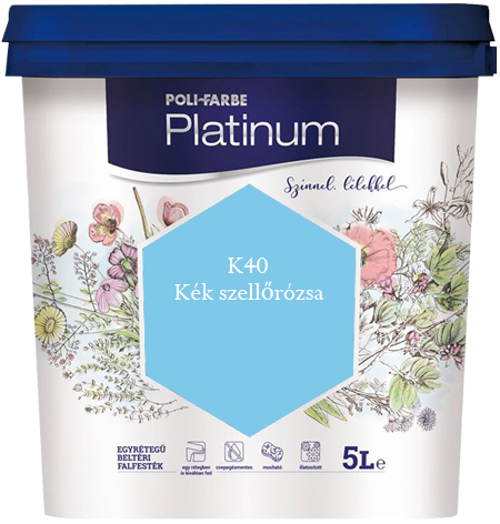 Polifarbe Platinum egyrétegű beltéri színes diszperziós falfesték - K40 Kék Szellőrózsa / 5 liter