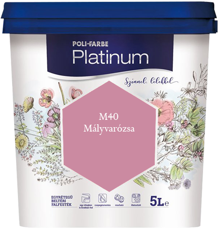 Polifarbe Platinum egyrétegű beltéri színes diszperziós falfesték - M40 Mályvarózsa / 5 liter