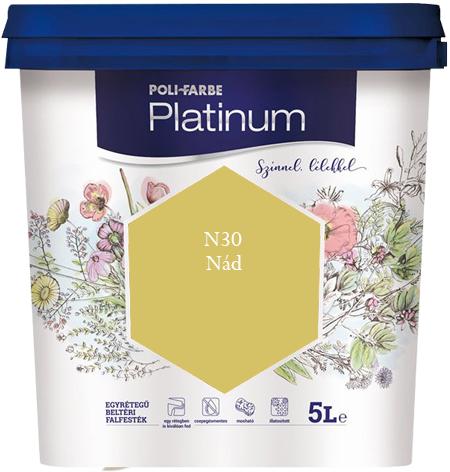 Polifarbe Platinum egyrétegű beltéri színes diszperziós falfesték - N30 Nád / 5 liter